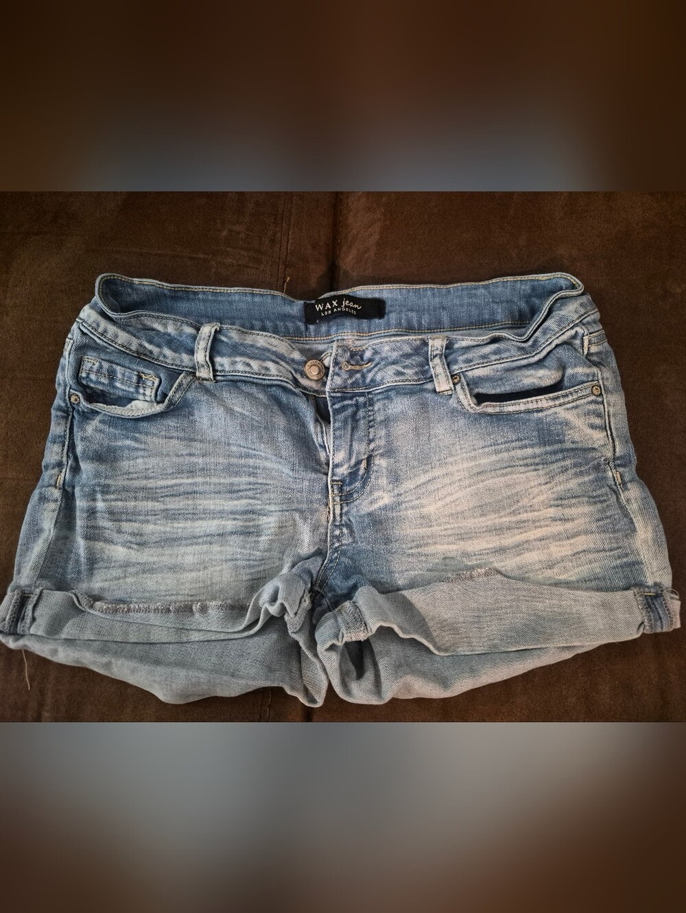 Wax Jean Light Wash Rolled Hem Denim Shorts